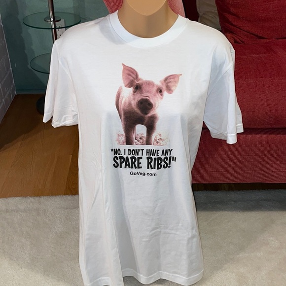 🐷🐖🐽NWOT GoVeg.com Piggy short sleeve shirt by American Apparel - Picture 2 of 4